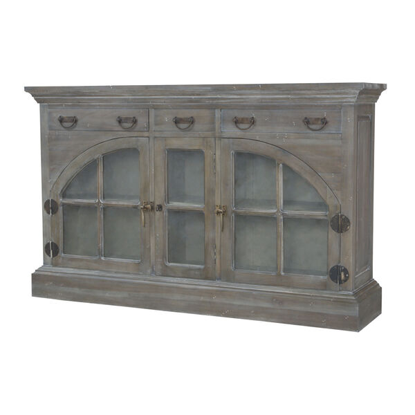 Farmhouse Waterfront Grey Stain China Credenza, image 3