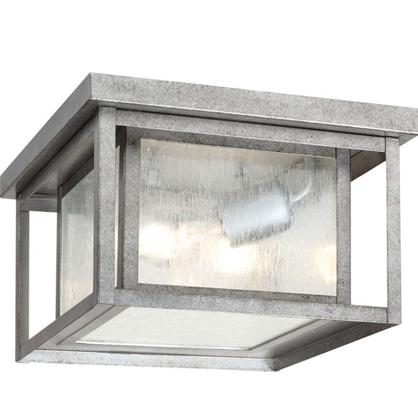 Uptown Pewter 10-Inch Two-Light Outdoor Flush Mount with Seeded Glass, image 1