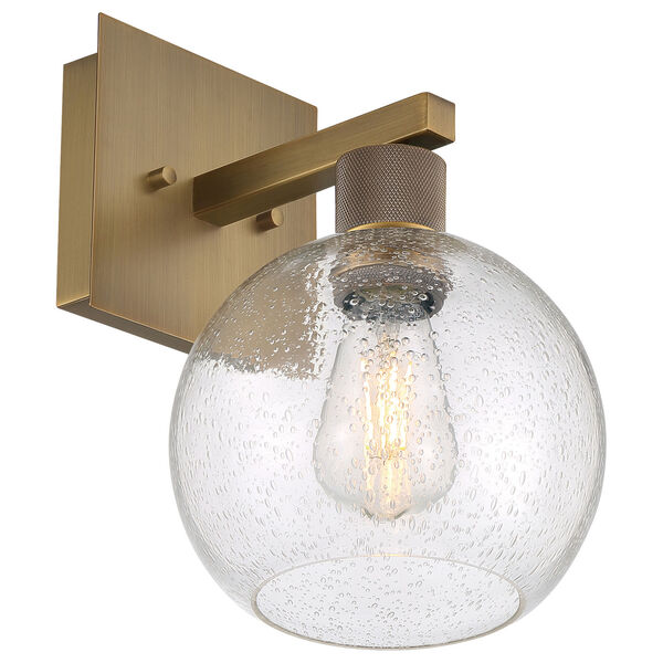 Port Nine Brass-Antique and Satin Globe Outdoor One-Light LED Wall Sconce with Clear Glass, image 4