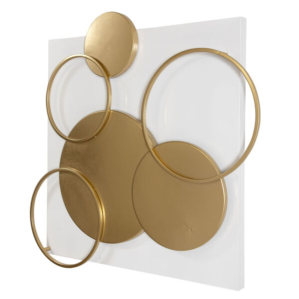 Adagio Matte White and Gold Leaf Wall Art, image 3