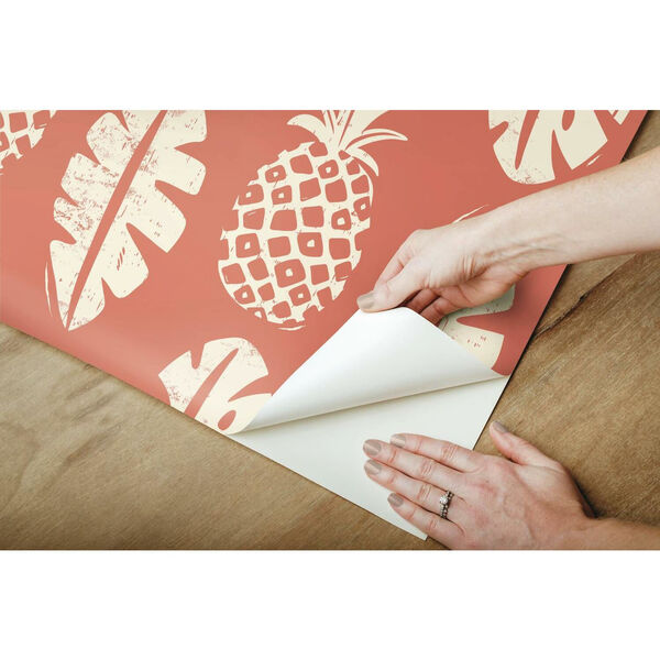 Pineapple Coral White Peel and Stick Wallpaper - SAMPLE SWATCH ONLY, image 4