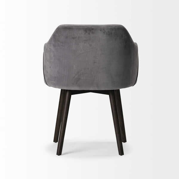 Ronald II Gray Velvet and Black Dining Arm Chair, image 4