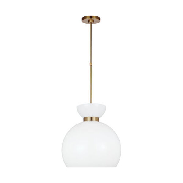 Londyn Burnished Brass One-Light Pendant with Milk White Shade, image 1