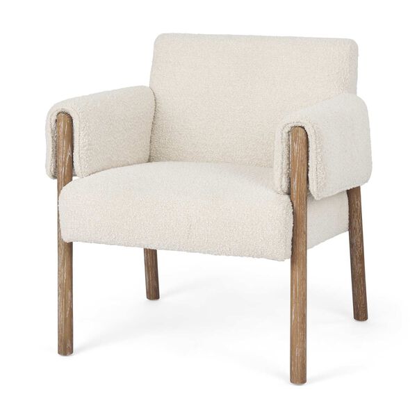 Ashton Cream and Light Brown Wood Accent Chair, image 1