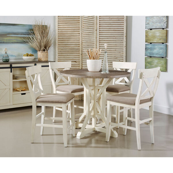 Bar Harbor II White and Brownish Gray Round Counter Height Dining Table, image 5