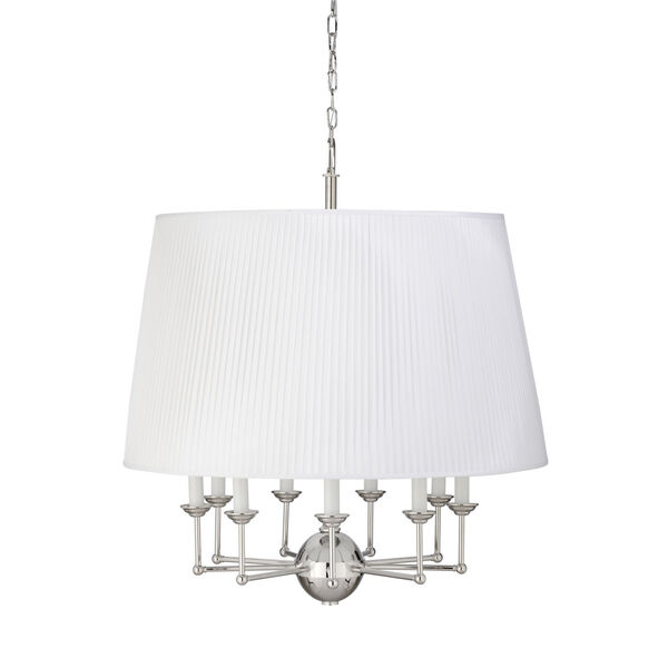 Jermyn Street Polished Nickel and Off White Large Chandelier, image 1