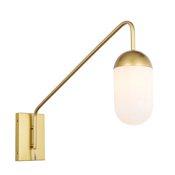 Kace Brass One-Light Wall Sconce with Frosted White Glass, image 5