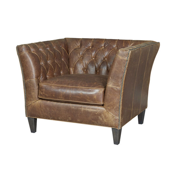 Duncan Chestnut Tufted Leather chair, image 2