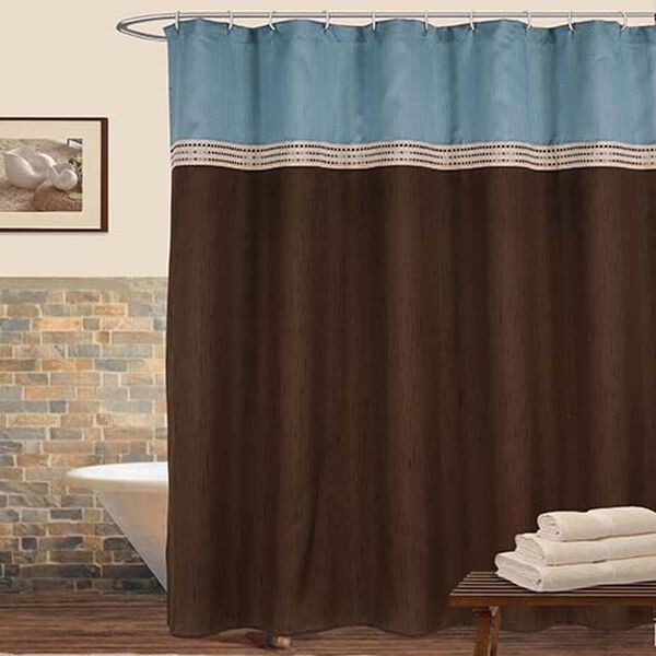Lush Decor Terra Blue And Brown Shower, Blue And Brown Shower Curtain