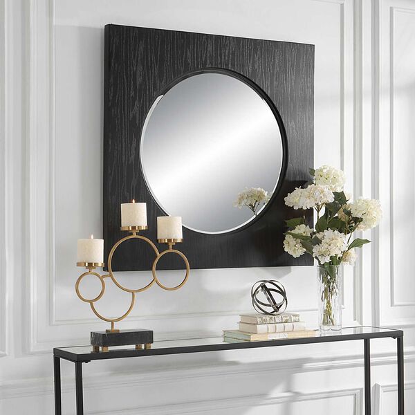 Hillview Black Satin and Natural 40 x 40-Inch Wall Mirror, image 1