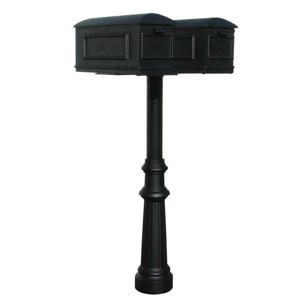 Hanford Black 70-Inch Twin Mailbox Post Mount with Fluted Base, image 1