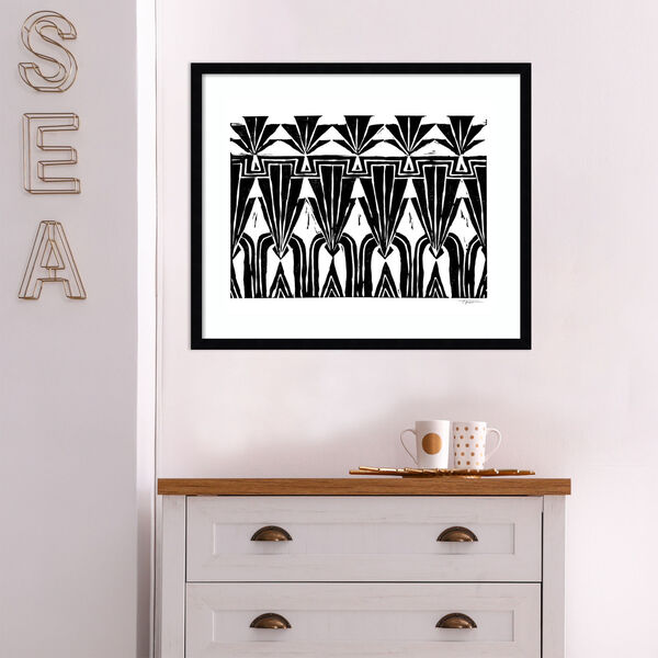 Statement Goods Black Repeating Art Deco Pattern 25 x 21 Inch Wall Art, image 1