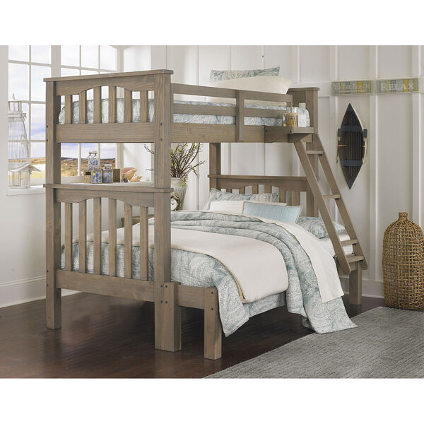 Highlands Driftwood Harper Twin Over Full Bunk Bed Full Extension, image 1
