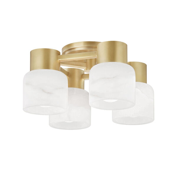 Centerport Aged Brass Four-Light LED Wall Sconce with Alabaster Shade, image 1