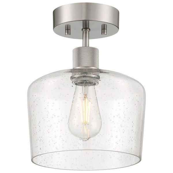 Port Nine Silver Outdoor One-Light LED Semi-Flush with Clear Glass, image 1
