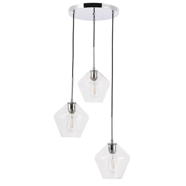 Gene Chrome 18-Inch Three-Light Pendant with Clear Glass, image 3