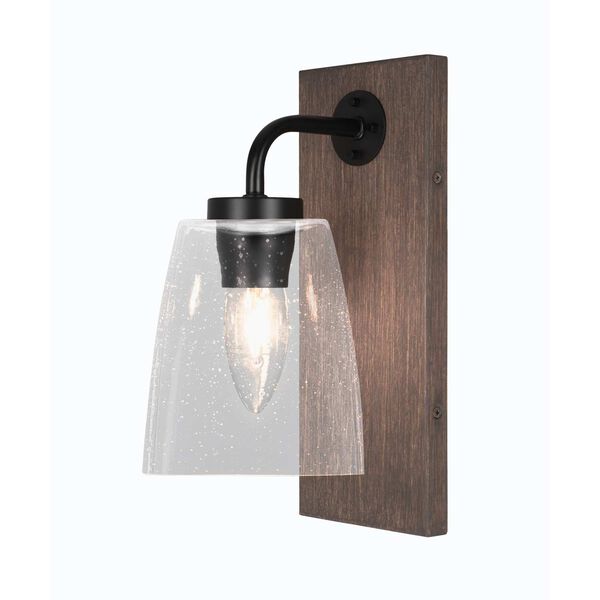 Oxbridge Matte Black One-Light Wall Sconce with Clear Bubble Glass, image 1
