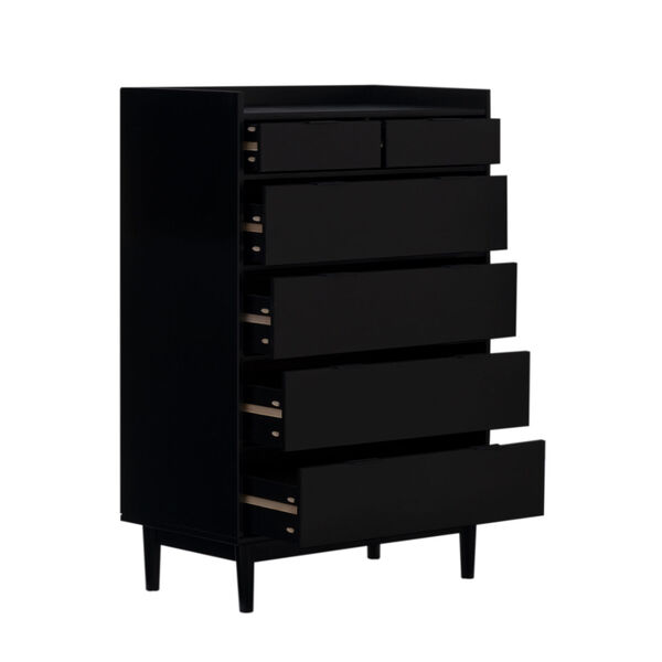 Black Solid Wood Six-Drawer Dresser, image 6
