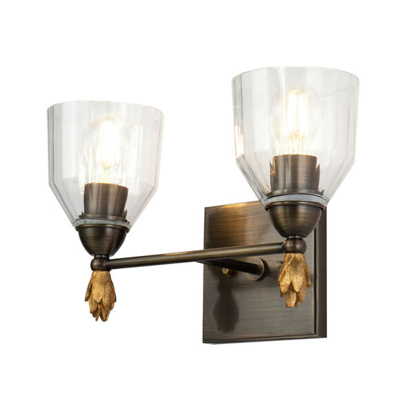 Fun Finial Black Gold Two-Light Wall Sconce, image 1