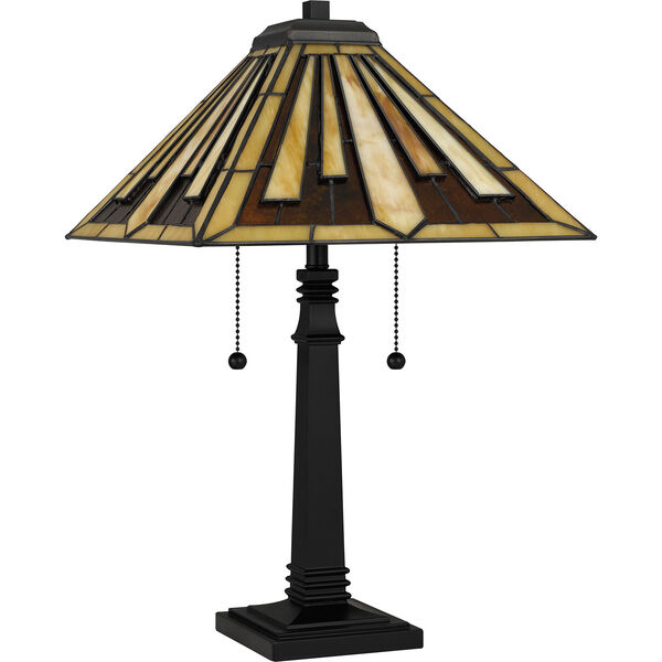 Hathaway Matte Black Two-Light Tiffany Table Lamp, image 4