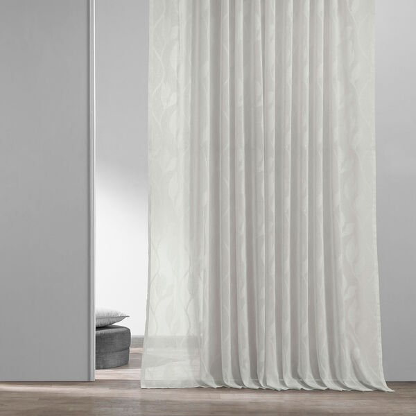 White Vine Patterned Faux Linen Single Panel Curtain 50 x 84, image 2