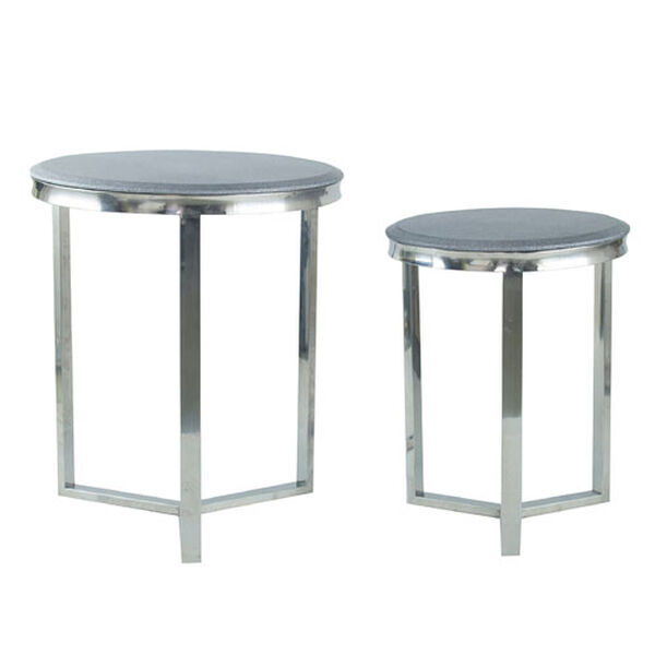Pedestals Gray Silver Nesting Table, Set of Two, image 3