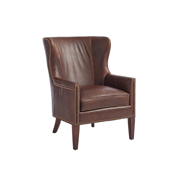 Upholstery Brown Avery Leather Wing Chair, image 1