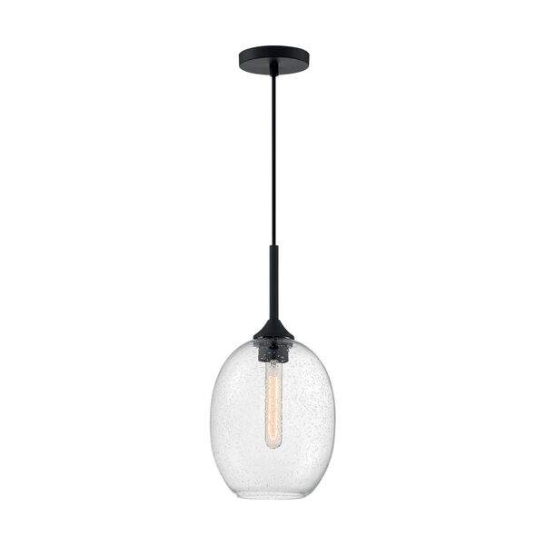 Aria Matte Black 17-Inch One-Light Pendant with Clear Seeded Glass, image 3