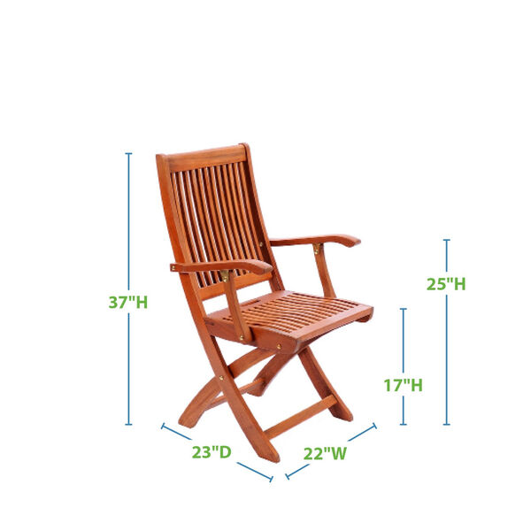 Natural Oil Folding Chair with Arm, image 2