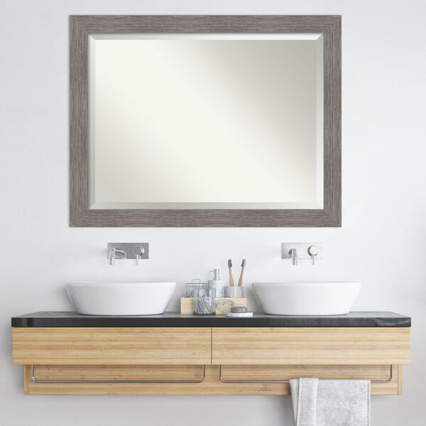 Pinstripe Gray Bathroom Vanity Wall Mirror, image 6