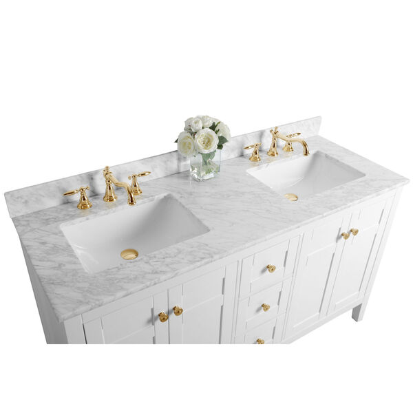 Maili White 60-Inch Vanity Console with Mirror and Gold Hardware, image 6