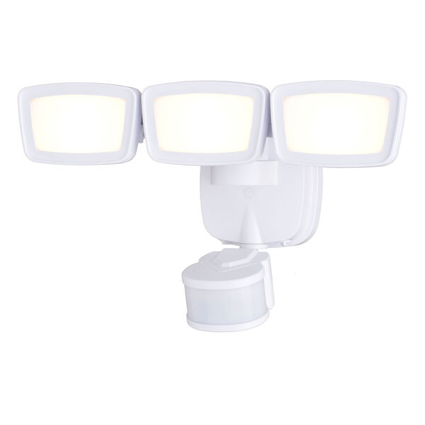 White Three-Light Integrated LED Motion Sensor Outdoor Security Flood Light, image 1