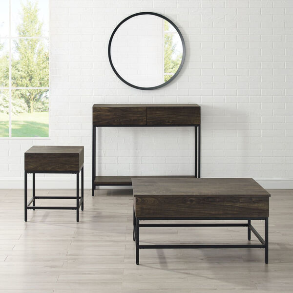 Jacobsen Brown Ash and Matte Black Three-Piece Coffee Console and End Table Set, image 1