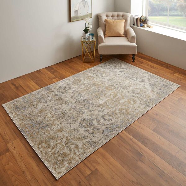 Camellia Classic Medallion Gray Ivory Gold Rectangular 4 Ft. 3 In. x 6 Ft. 3 In. Area Rug, image 2