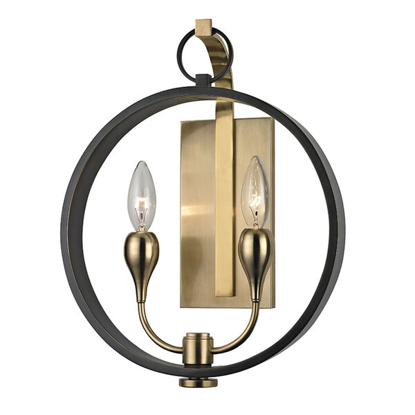Dresden Aged Old Bronze Two-Light Wall Sconce, image 1