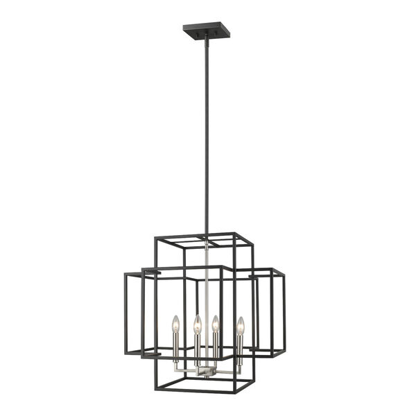 Titania Black and Brushed Nickel 22-Inch Four-Light Pendant, image 1