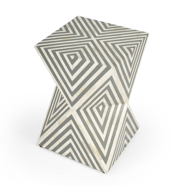Anais Gray and White Bone Inlay End Table, image 1