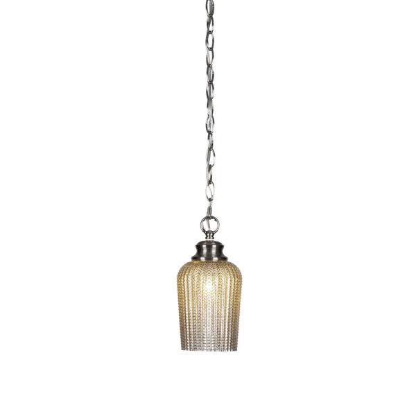 Cordova Brushed Nickel One-Light 10-Inch Chain Hung Mini Pendant with Silver Glass, image 1