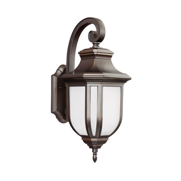 Childress Antique Bronze Energy Star LED Outdoor Wall Lantern with Satin Etched Glass, image 1