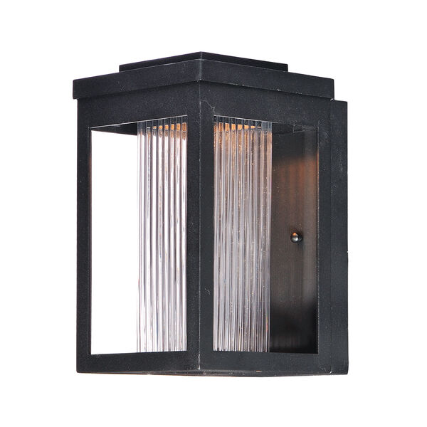 Salon LED Black LED Outdoor Wall Mount with Clear Ribbed Glass, image 1