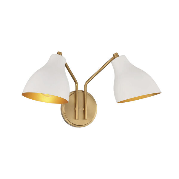 Chelsea White with Natural Brass 10-Inch Two-light Wall Sconce, image 3