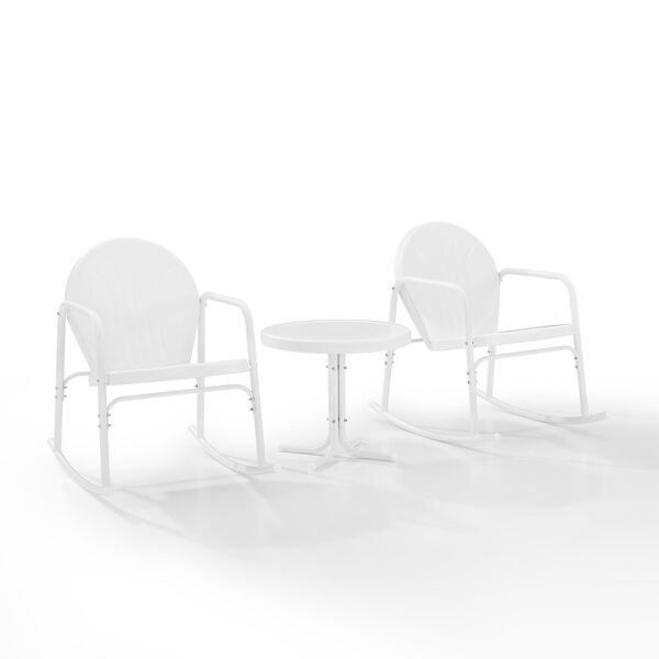 Griffith White Gloss and White Satin Outdoor Rocking Chair Set, Three-Piece, image 5