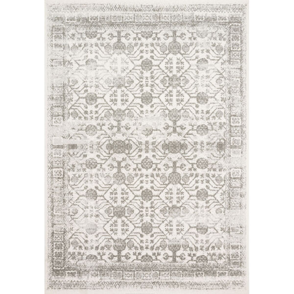Joaquin Ivory and Gray 2 Ft. 7 In. x 4 Ft. Power Loomed Rug, image 1