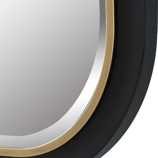 Nevaeh Satin Black and Gold Curved Rectangle Wall Mirror, image 5