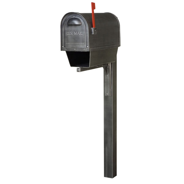 Classic Curbside Swedish Silver Mailbox with Newspaper Tube and Wellington Mailbox Post, image 2
