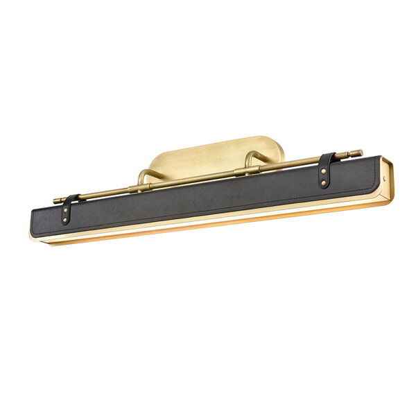 Valise Tuxedo Leather and Vintage Brass 31-Inch Integrated LED Wall Sconce, image 1