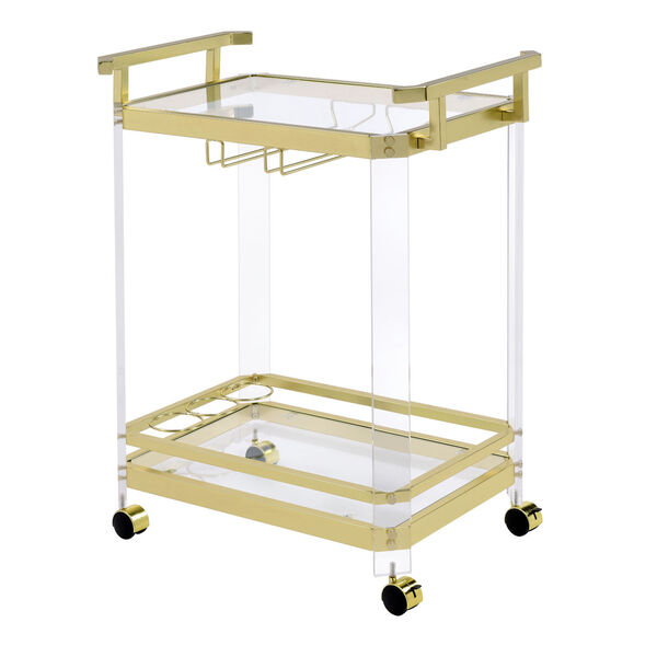Aerin Gold Serving Cart with Tempered Glass, image 1