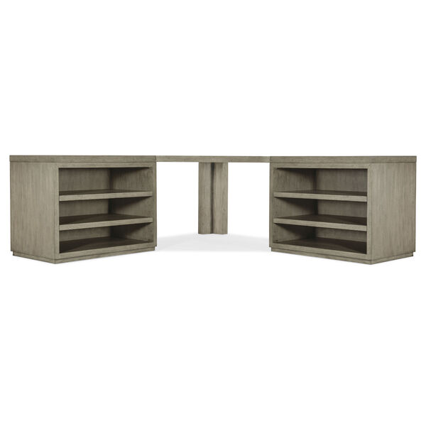 Linville Falls Smoked Gray Corner Desk with Two Open Desk Cabinets, image 4
