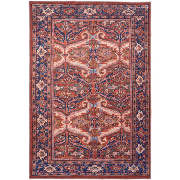 Rawlins Eclectic Red Tan Blue Area Rug, image 1