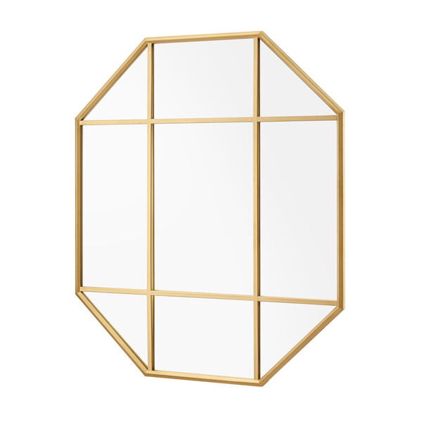 Gold Metal and Glass Windowpane Mirror, image 2